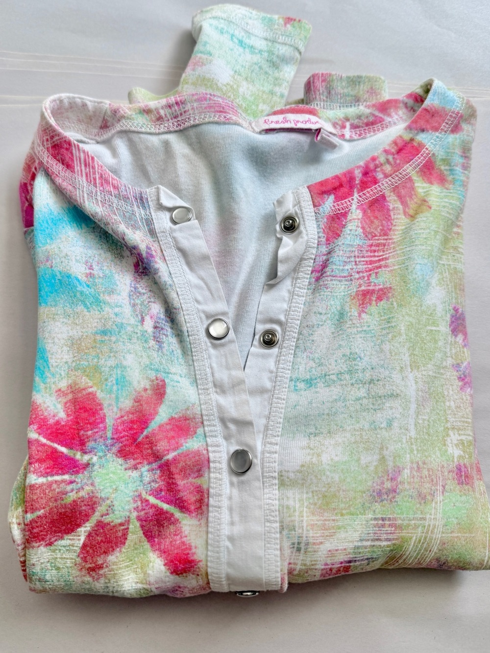 Fresh Produce Long Sleeve Shirt Size XS Pearl Snap Pastel Colorful Floral